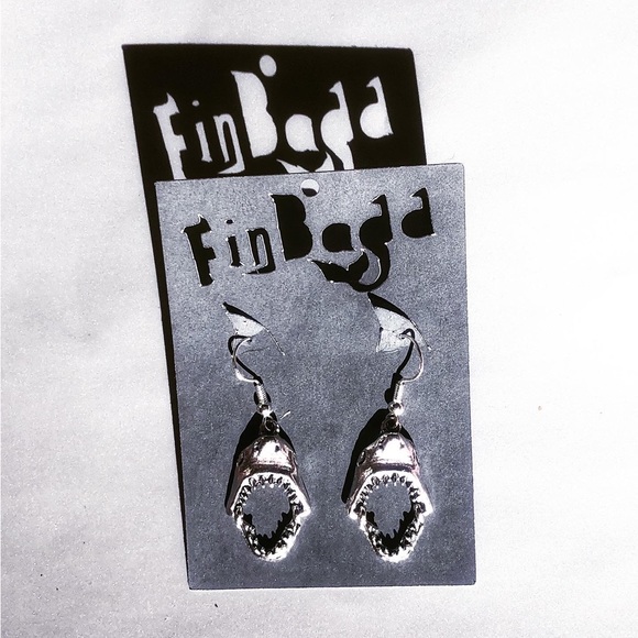 Shark Earrings Dangle, Moveable Hinged Jaw - Picture 4 of 4